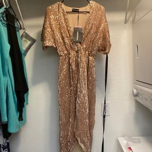 NWT PLT Rose Gold Sequin Midi Dress
